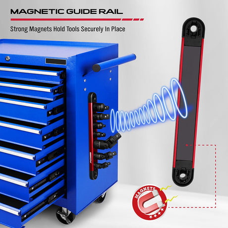SEDY 7-piece impact socket adapter and universal joint set with magnetic rail, ideal for automotive and DIY tool storage