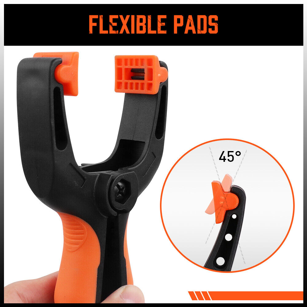 Set of 16 Heavy-Duty 5-Inch HORUSDY Rubber and Nylon Spring Clamps - Ergonomic Non-Slip Grip for Woodworking and DIY Projects