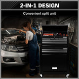 Heavy duty 7-drawer tool box chest with lockable storage cabinet in black, blue, and grey options