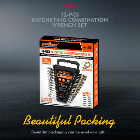 HORUSDY Metric Ratchet Spanner Set Nickel Plated Ratchet Spanners