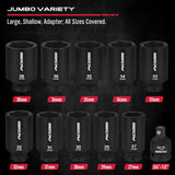 11Pcs Metric Deep Impact Socket Set with Adapter for High-Torque Wheel Axle Nut Wrench Tasks
