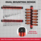 3-piece magnetic tool organizer with 42 adjustable clips, aluminum rails for wrenches, screwdrivers and tool storage