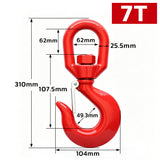 heavy-duty swivel lifting hook with safety latch and red powder-coated finish for rigging, hoisting and material handling