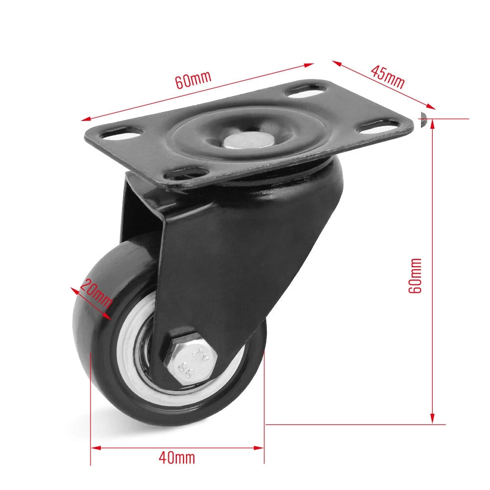 HORUSDY 1.5" 40mm & 2" 50mm Swivel Caster Wheels Set, Locking & Non-Locking Heavy Duty Casters for Furniture, Carts & Workbenches
