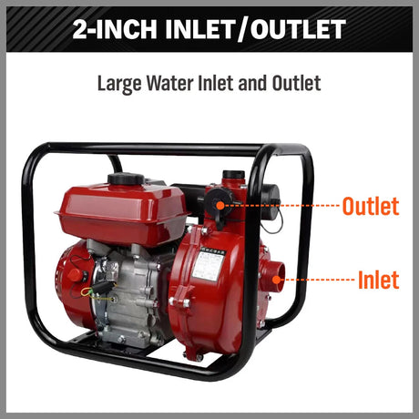 2 inch gasoline water pump with 7.5HP engine and steel frame for irrigation drainage and water transfer