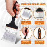 2 inch and 3 inch flat paint brush set with polyester bristles, stainless steel ferrule and plastic handle for paints, stains, acrylics and DIY projects