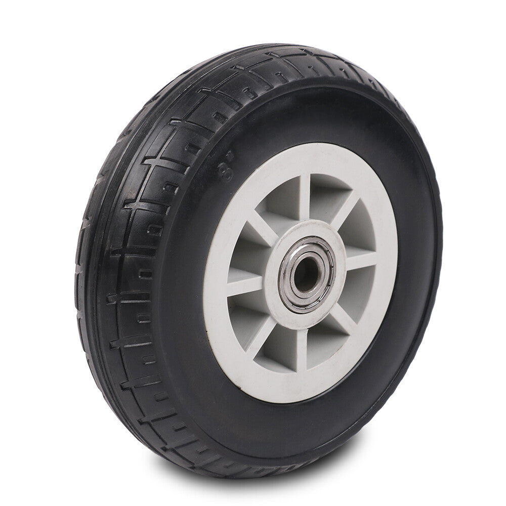 8-inch solid rubber replacement wheel with 15mm bearing bore for carts, trolleys and garden equipment