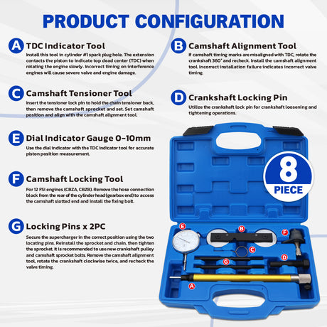 engine timing tool kit with dial gauge for VAG 1.2 1.4 1.6 FSI 1.4 TSI camshaft alignment crankshaft locking tool set