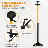 2 ton adjustable under hoist safety support stand with rubber cushioned tray, rotating handle, steel base and nylon wheels