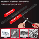 3-piece thread repair file set with metric and inch thread chasers for restoring damaged threads on bolts, studs, screws and pipes
