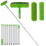 SEDY 2-in-1 Window Squeegee Cleaning Kit with Extendable Pole, Rotating Head and Replaceable Microfiber Covers