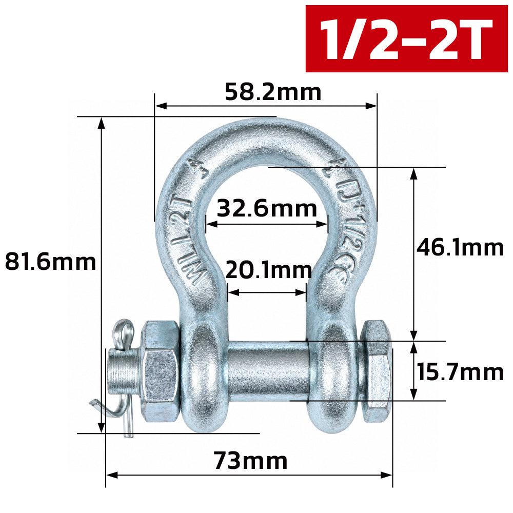 heavy duty bolt type bow shackle 0.5T-25T with nut and cotter pin for lifting, rigging, towing and industrial applications