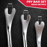 6-Piece Pry Bar Set with Hardened CR-V Steel Forked Tips, 9.25-Inch and 19.09-Inch Nail Puller Tools, Non-Slip Handles for Automotive and DIY Repairs