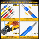 ELEAD ferrule crimping tool kit with 2149 wire ferrules assortment and electrical terminal kit for wiring and control panels
