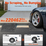 heavy duty rubber curb ramp with anti-slip angled surface, 10 ton load capacity and connectable design for driveways, doorways, cars, wheelchairs, motorcycles, trolleys, strollers