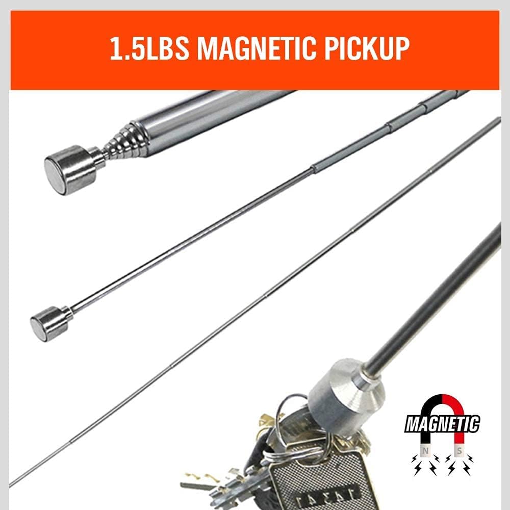 Magnetic Tool Wristband with Adjustable Strap, Screw and Nail Holder Pockets, and Telescopic Magnetic Pickup Tool for DIY Repairs
