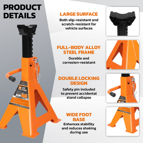heavy duty 3 ton jack stands 2 pack adjustable double locking ratchet jack stand for car suv truck lifting support