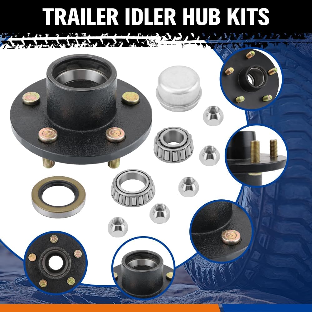 2PCS Trailer Idler Hub Kit with LM Bearings, Dust Caps, Oil Seals and Nuts for Ford 5x114.3mm PCD, suits 39/40mm round axle.