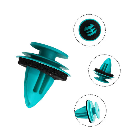 250pcs blue car door panel clips 9mm trim retainer fasteners push type automotive plastic rivets with foam gasket replacement