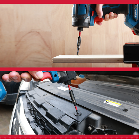 1/4 inch impact magnetic bit holder with quick change hex shank, double locking mechanism, strong magnetic tip and torsion zone, available in 2.5 inch, 3 inch and 6 inch lengths for impact drivers and power drills.