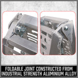 Aluminium 2.3M 1360KG folding loading ramps for motorcycles, ATVs, and equipment, featuring reinforced centre beam and non-slip red tips.