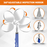 4-piece telescoping magnetic pickup tool kit with inspection mirror, flexible grabber and strong magnets