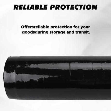 black stretch wrap roll 500mm x 300m heavy duty plastic pallet wrap film for moving, shipping, warehouse packing and storage protection
