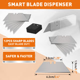 4Pc Folding Utility Knife Set | Quick-Change Box Cutter with 10 Extra Blades | Includes Storage Bag