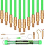Set of green 3.3m fiberglass push pull rods with brass connectors for non-conductive cable installation in tight spaces.