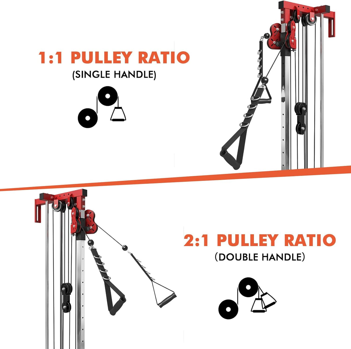 plate loaded cable machine with pulley system adjustable height functional trainer with lat pulldown bar and attachments