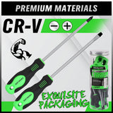 11-piece magnetic screwdriver set with Phillips and flat head CR-V steel screwdrivers, ergonomic handles and magnetizer demagnetizer