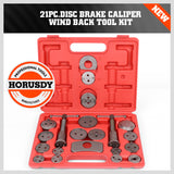 HORUSDY 21-Piece Disc Brake Caliper Wind Back Tool Kit with magnetic spindle and case, ideal for retracting brake pistons and replacing brake pads