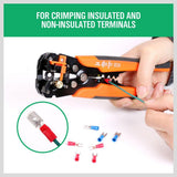 8 Inch 5-in-1 Automatic Wire Stripper with Self Adjusting Jaws, Wire Cutter, Terminal Crimper and Orange Non-Slip Handles