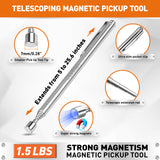 4-piece telescoping magnetic pickup tool kit with inspection mirror, flexible grabber and strong magnets