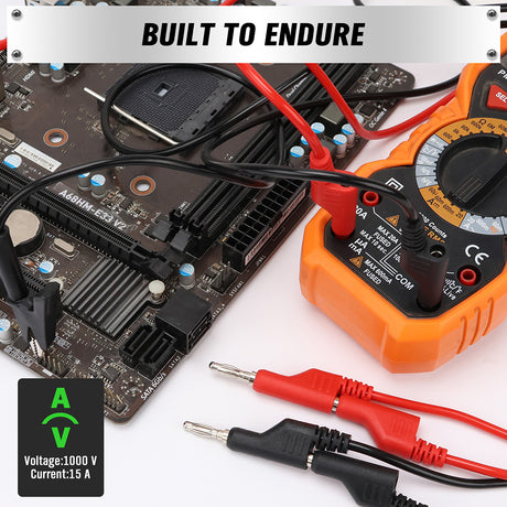 SWANLAKE 1000V 15A dual-ended banana plug test leads, red and black silicone cables with stackable connectors for multimeter and electronic testing