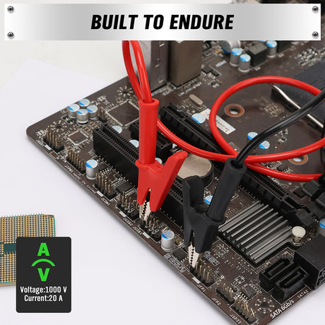 SWANLAKE 1000V 20A alligator clips test leads with red and black silicone cables and insulated jaws for electrical testing and connection