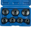 PROFESSIONAL TOOLS 7-piece 3/8-inch drive oil filter socket set with 24-38mm 6-point cap wrenches and storage case
