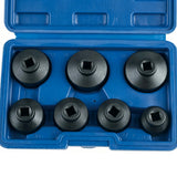 PROFESSIONAL TOOLS 7-piece 3/8-inch drive oil filter socket set with 24-38mm 6-point cap wrenches and storage case