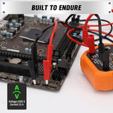 SWANLAKE 1000V 15A banana to alligator test leads with red and black silicone cables, insulated clips, and stackable banana plugs for electrical testing