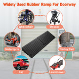 heavy duty rubber curb ramp with anti-slip angled surface, 10 ton load capacity and connectable design for driveways, doorways, cars, wheelchairs, motorcycles, trolleys, strollers