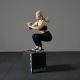 3-in-1 soft foam plyometric jump box with selectable 12/14/16, 16/18/20 or 16/20/24-inch heights for home gym workouts