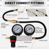 cylinder leak down tester kit dual gauge engine compression tester air powered automotive diagnostic tool with hose adapters 10mm 12mm 14mm for car motorcycle engine testing