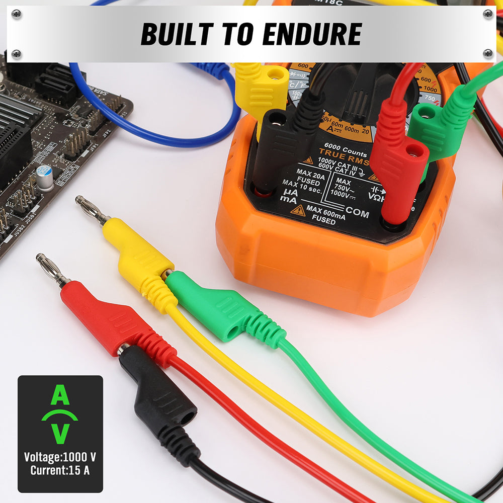 SWANLAKE 5-Pieces 4MM Banana to Banana Plug Test Lead Set Multimeter Electrical Test Wire