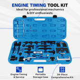 diesel engine timing tool kit for VW Audi Skoda Seat 34pcs TDI timing locking tools camshaft crankshaft alignment set with case
