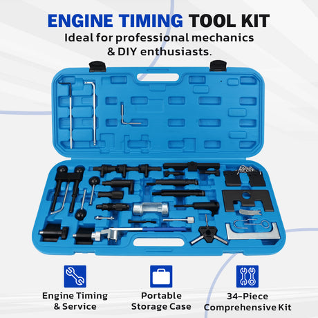 diesel engine timing tool kit for VW Audi Skoda Seat 34pcs TDI timing locking tools camshaft crankshaft alignment set with case