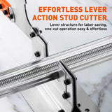 52.5cm steel stud cutter with orange lever handle, heat-treated cutting groove and steel base for cutting metal studs, tracks and drywall framing channels
