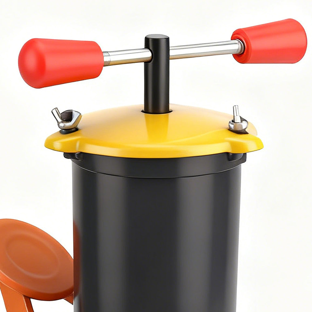 6L black foot-operated grease injector with reinforced hose and metal nozzle