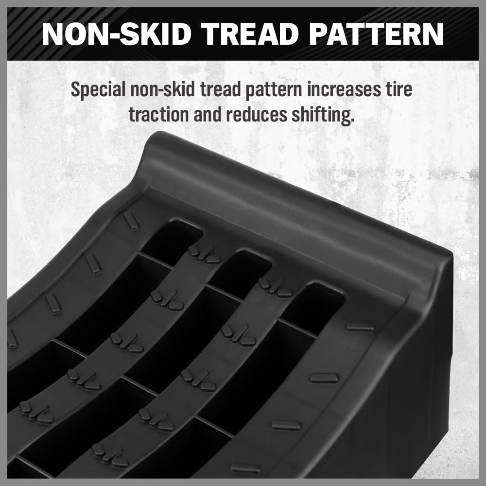 Heavy-Duty A Pair Car Ramps with Non-Slip Surface for Extra-Wide Tire - 5 Ton Capiticy