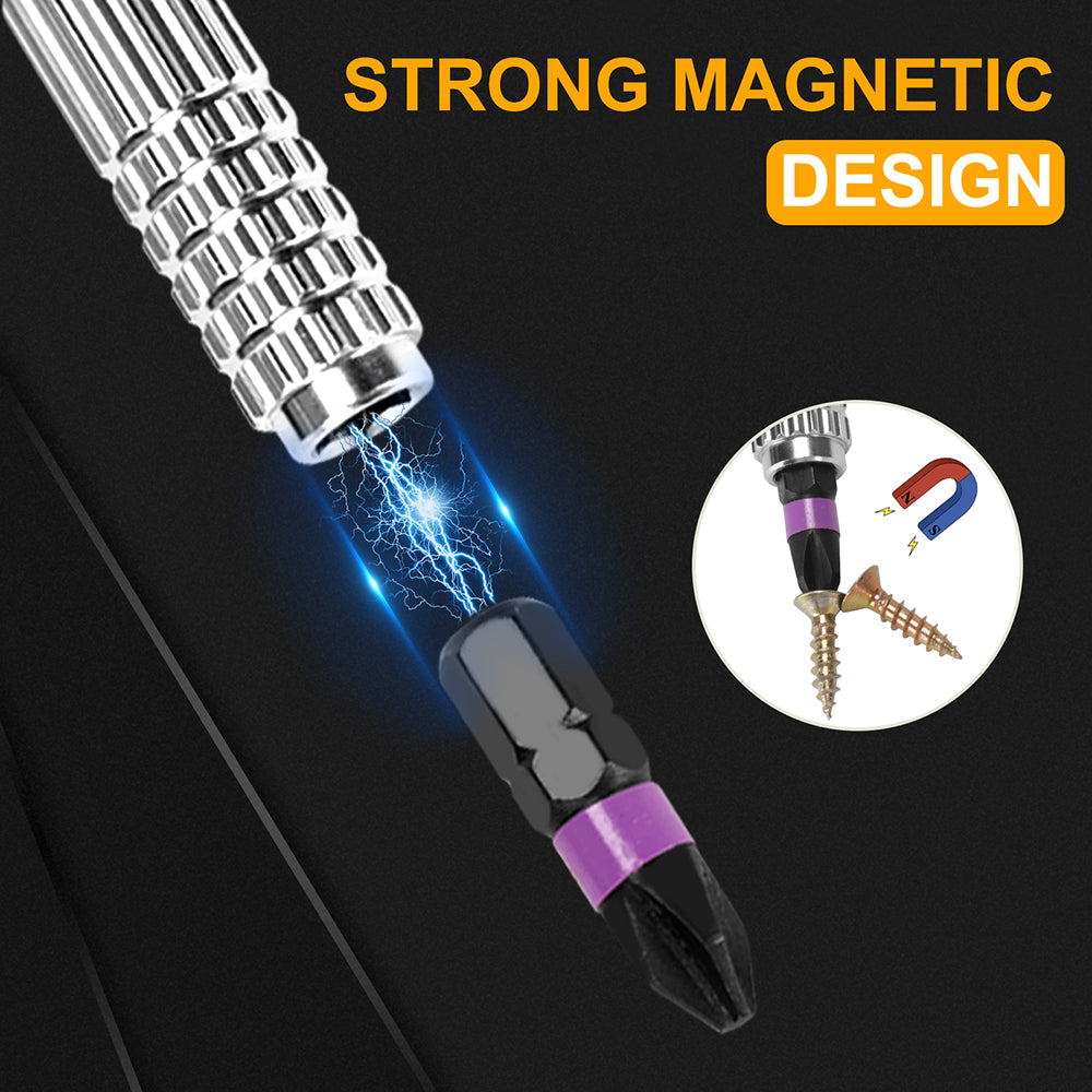ELEAD 40-in-1 magnetic ratchet screwdriver kit with flexible handle, color-coded S2 bits, and portable locking case for precise repair and assembly tasks.