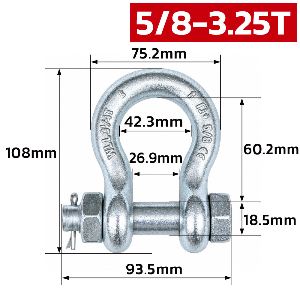 heavy duty bolt type bow shackle 0.5T-25T with nut and cotter pin for lifting, rigging, towing and industrial applications